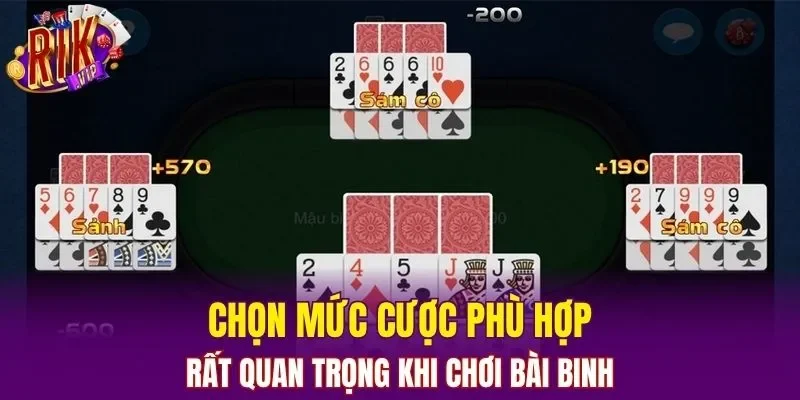 Chọn mức cược phù hợp rất quan trọng khi chơi bài Binh