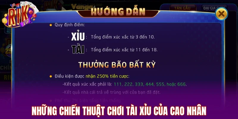 Những chiến thuật chơi tài xỉu của cao nhân